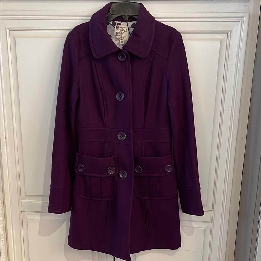Tulle Purple Pea Coat Classic Tailored Design